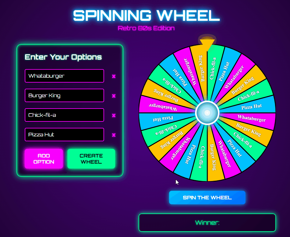 Animated GIF of the Spinning Wheel Tool